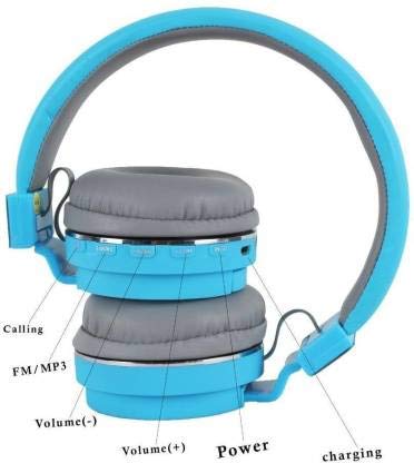 Fusion Prime AirBeats Wireless Over-Ear Headphones with Mic | Hi-Fi Sound, FM Radio & SD Card Support (Blue)