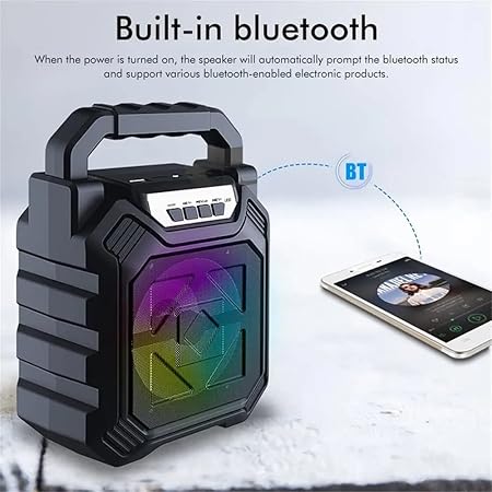 Fusion Prime BeatBox Lite Mini Bluetooth Speaker | Portable Wireless Speaker with LED Light, Deep Bass & HD Sound (Black)